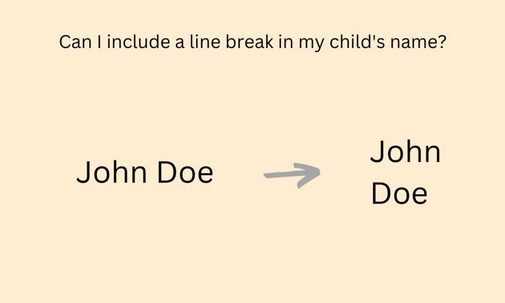 Can I legally include a line-break in my child’s name?