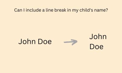 Can I legally include a line-break in my child's name?
