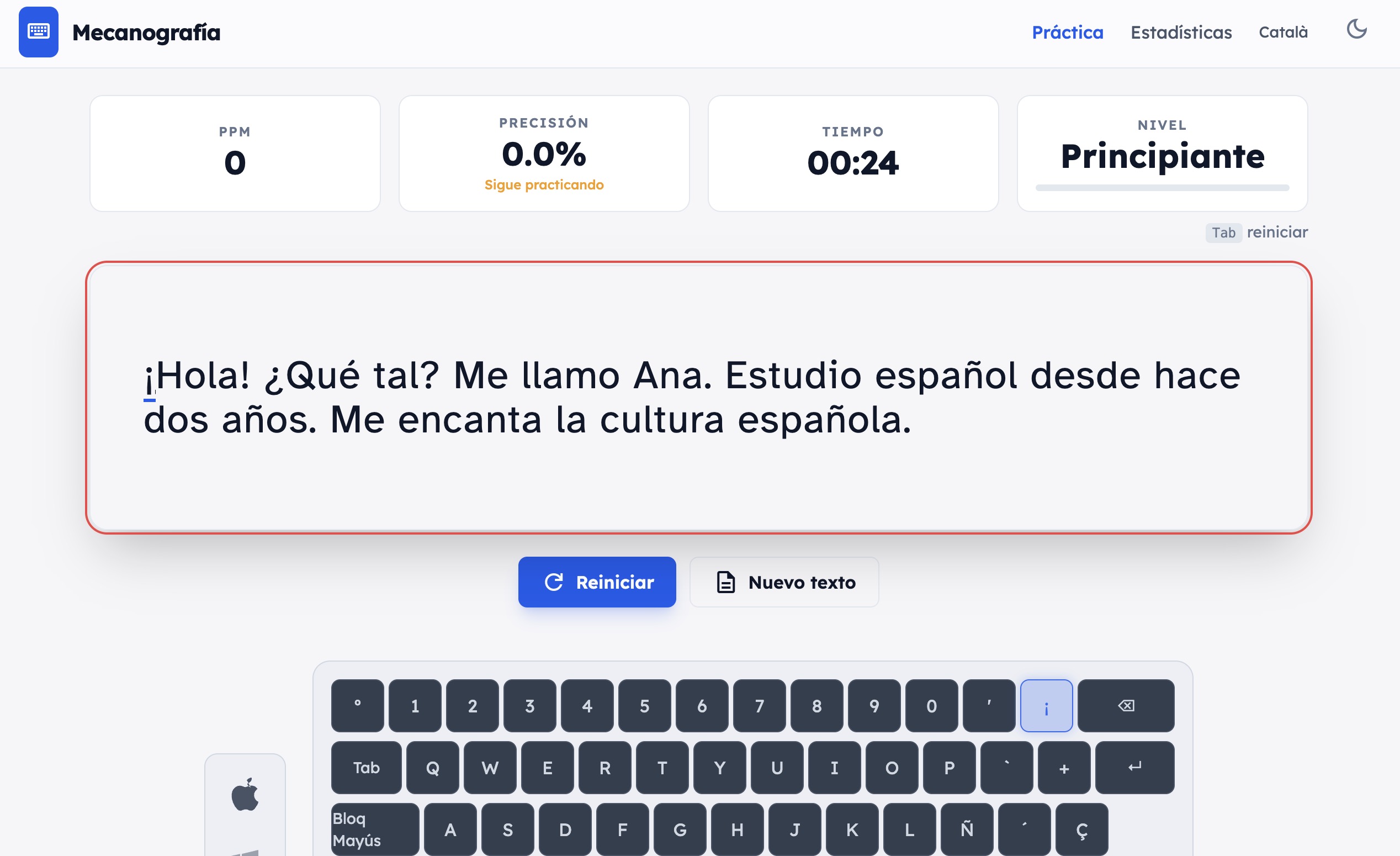 Mecanografía App